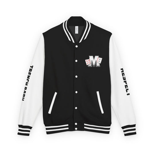 Crew 52 Letterman Jacket — Varsity Style Black & White Bomber with 'CREW 52' Back and Sleeve Text -52 movement