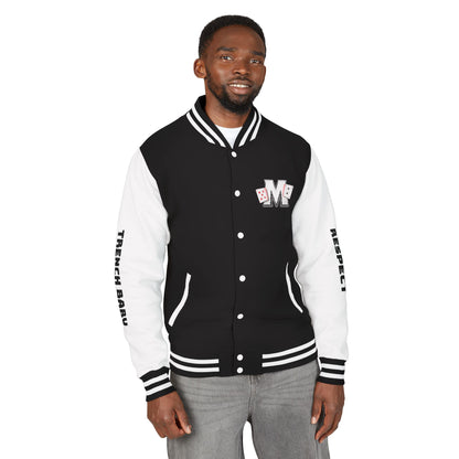 Crew 52 Letterman Jacket — Varsity Style Black & White Bomber with 'CREW 52' Back and Sleeve Text -52 movement