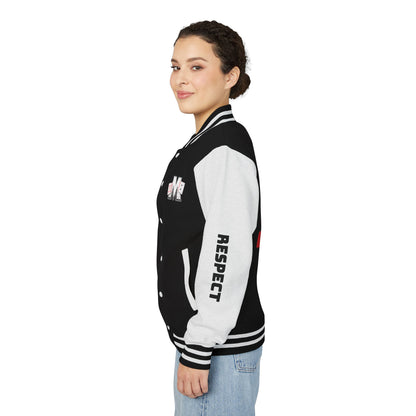Crew 52 Letterman Jacket — Varsity Style Black & White Bomber with 'CREW 52' Back and Sleeve Text -52 movement