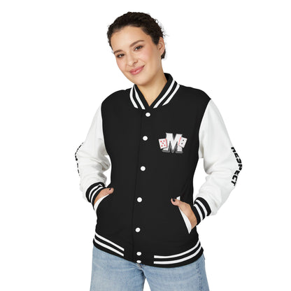 Crew 52 Letterman Jacket — Varsity Style Black & White Bomber with 'CREW 52' Back and Sleeve Text -52 movement